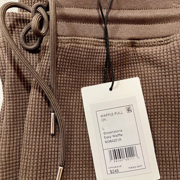 Theory Brown Easy Sweatpant in Waffle Knit Cotton - Large - Picture 4 of 11